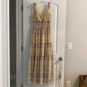 Yellow and Purple Floral Maxi Dress